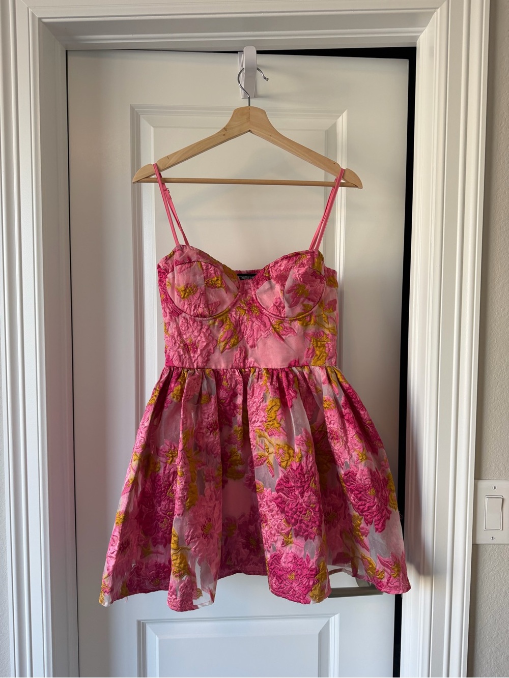PrettyLittleThing Pink and Yellow Floral Dress - Picture 2 of 4